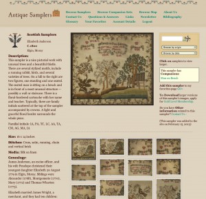 Antique Samplers sampler detail page